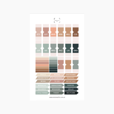 Naklejki z zakładkami miesięcy ALMOND SAGE