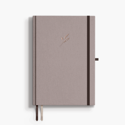 Planner B5 Soft Harmony z brązową płócienną okładką i złotym tłoczonym wzorem kłosów