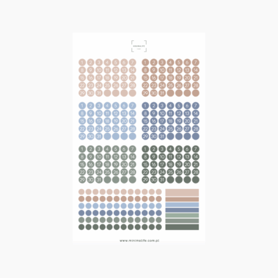 Naklejki do planowania cyferki i kropeczki BEIGE SAGE MINIMALIFE