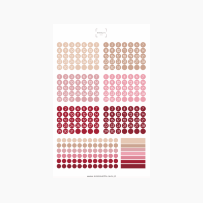 Naklejki do planowania cyferki i kropeczki CHERRY BEIGE